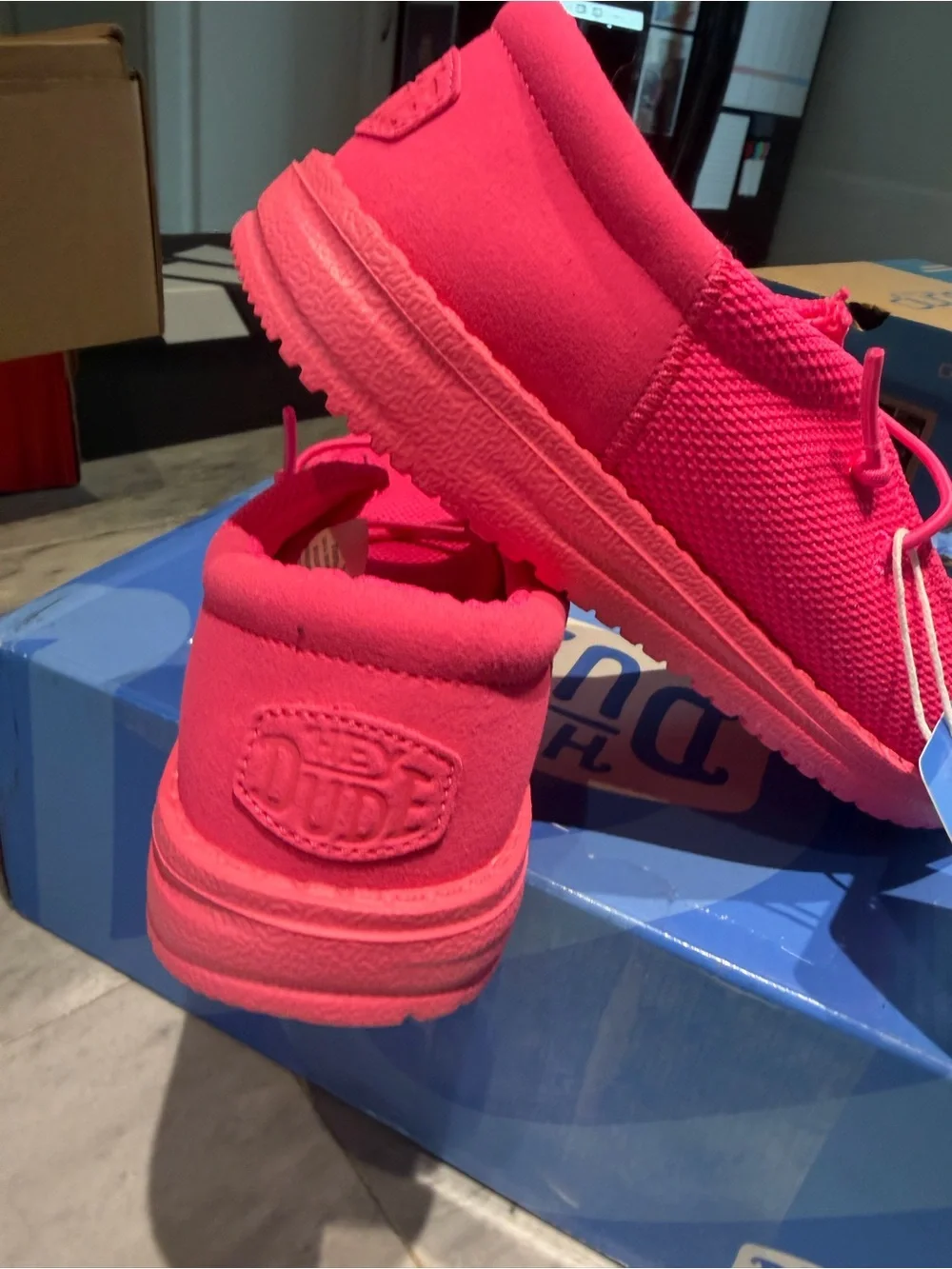 Hey Dude Kids Wally youth funk mono Slip-On Moccasins in Hot Pink